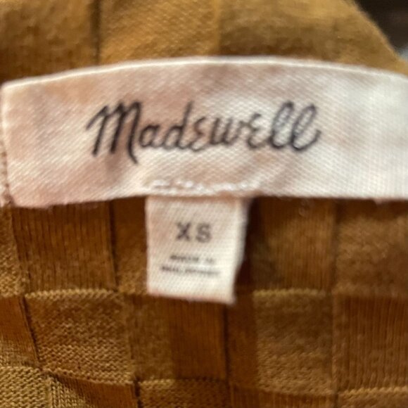 Madewell Women's Tank Top XS brown textured geometric pattern scoopneck - Picture 3 of 3